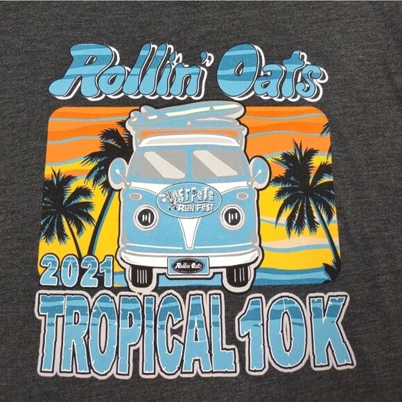 Florida Tropical Shirt St Pete Rollin' Oats 10K T-shirt Short Sleeve Vneck Small - Picture 9 of 9